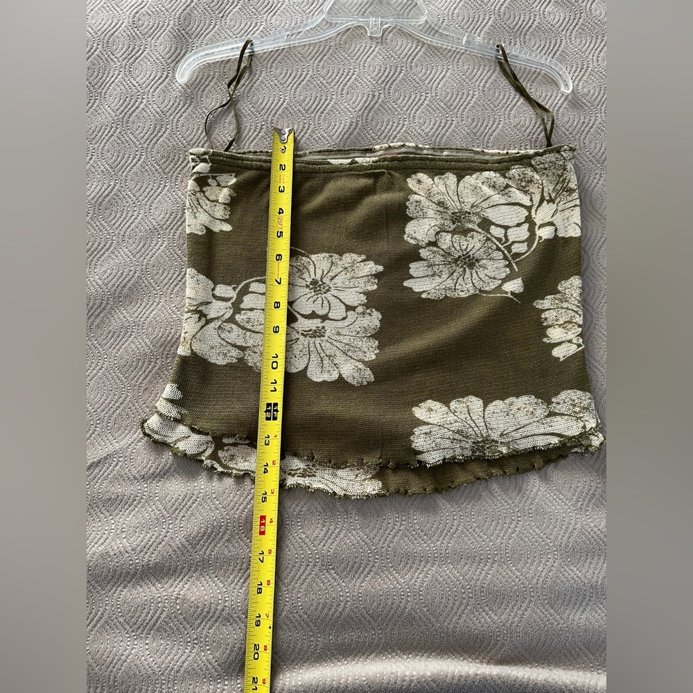 🆕 Free People Poppy tube top in green and cream only size large - Picture 7 of 12
